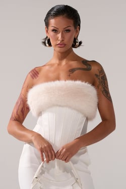 AKIRA Snow Bunny Corset Top With Fur | Size 1X