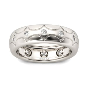 Jeulia Carved Swirl Sterling Silver Men's Band
