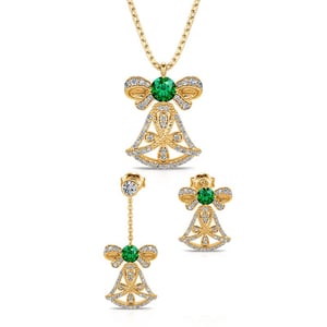 Jeulia "Jingle Bell" Yellow Gold Tone Sterling Silver Jewelry Set