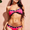 Goddiva Zig Zag Bandeau Bikini - Cerise