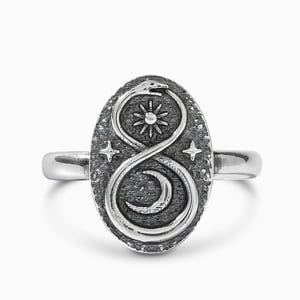 Jeulia "Celestial" Ouroboros Sterling Silver Ring