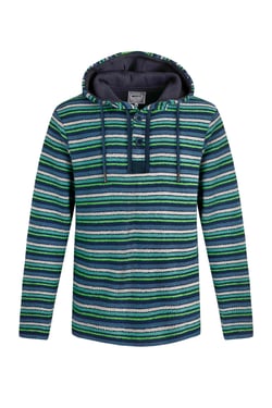 Weird Fish Payson Button Neck Striped Eco Macaroni Hoodie Ensign Blue Size 2XL
