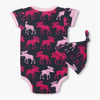 Raspberry Moose Baby Bodysuit & Hat
