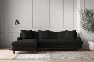 nkuku Deni Large Left Hand Chaise Sofa | Make To Order | Brera Linen Charcoal | No Colour