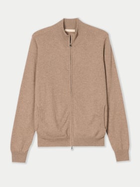 Organic Color Essential Full-Zip Cashmere Cardigan - 3XL / Beige / MK03-57