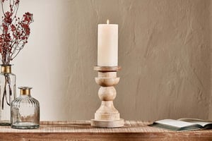 nkuku Kibibi Candle Stick | Candles Holders & Lanterns | One Size | Natural Mango Wood