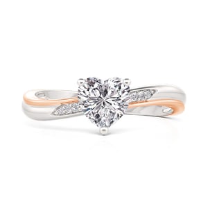 Jeulia Two Tone Wave Heart Cut Engagement Ring Sterling Silver