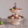 nkuku Montali Rattan 2 Tier Fruit Stand | Serveware | One Size | Black & Natural