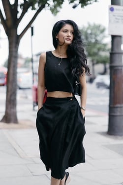 Overlap Midi Skirt in Black - Black / L