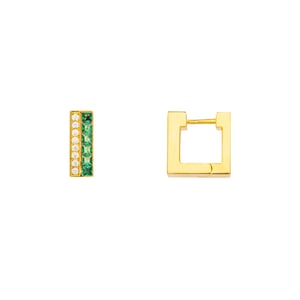 Jeulia Geometric Princess and Round Cut Sterling Silver Hoop Earrings
