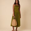 Green Ruched Talia Midi Dress
