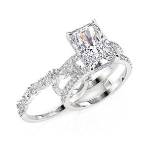 Jeulia Luxury Inset Radiant Cut Puzzle Ring Set 2PCS