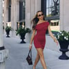 BASE Contour Baseline Off Shoulder Mini Dress Wine