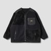 Patchwork Fleece Cardigan (Black) - L