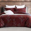 QE Home Vermillia Duvet Cover, Cotton Set, Botanical, Red, Queen