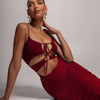 Goddiva Cut Out Ruched Midi With Drawstring - Wine