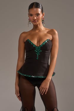 AKIRA Jewels For Everyone Corset Top | Black | Size 1X