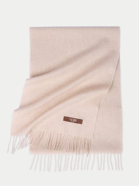 Organic Colour Cashmere Woven Scarf - 170x30cm + 2x6cm / Beige / AW0096-02