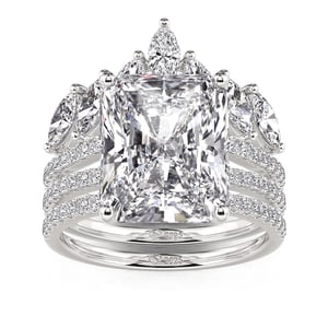 Jeulia Gorgeous Radiant Cut Engagement Ring Set 3PCS
