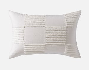 QE Home Caro Pillow Sham, Geometric, White, King