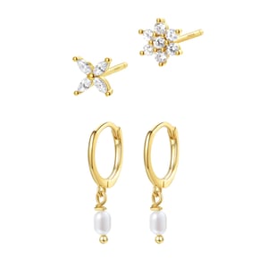 Springtime Earrings Set Sterling Silver Gold