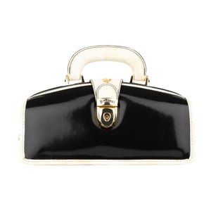 Gazelle - Black & Cream - Women’s patent leather top handle & crossbody bag
