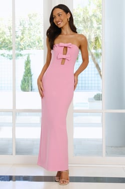 Luxe Lifestyle Strapless Maxi Dress Pink