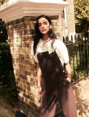 Chocolate Brown Barrel Leg Denim Dungaree