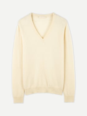 Organic Color Essential Cashmere V-Neck Sweater - XL / off white / WK02-H-1