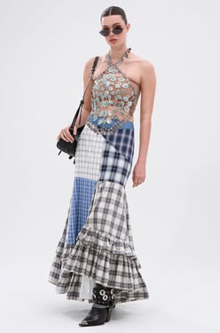 AKIRA Out Of Alignment Plaid Midi Skirt | Size Small