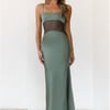 High Definition Satin Maxi Dress Olive