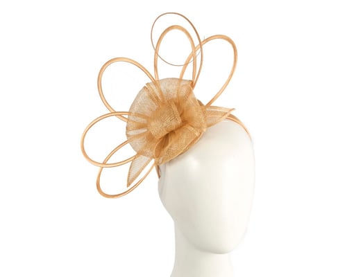 Unique gold sinamay fascinator by Max Alexander