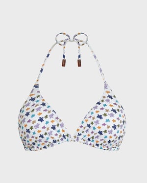 Vilebrequin - Women Triangle Bikini Top Micro Ronde Des Tortues - Swimwear - Fleur - White - Size L