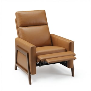 COLAMY RONIN PU Leather Mid-Century Modern Accent Chair - Brown