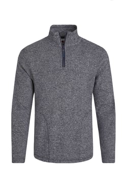 Weird Fish Laramie Eco 1/4 Zip Snow Marl Fleece Navy Size XL