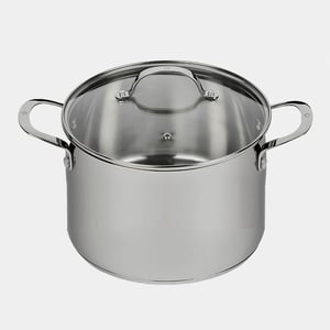 Premium Steel DLX 7.6 qt Stock Pot with Glass Lid - Induction