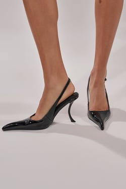 AKIRA Azalea Wang Emanuela Novelty Sling Back Pump Shoes | Black | Size 11