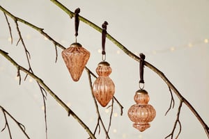nkuku Manipur Baubles Set Of 3 | Christmas Decorations | Copper
