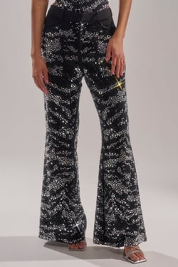 AKIRA Time To Celebrate And Dance Rhinestone Trouser Pants | Black | Size 1X