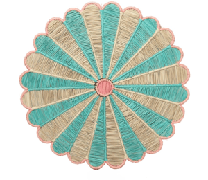 Aqua Blossom Handwoven Iraca Placemat
