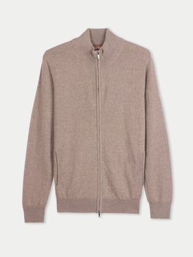 Organic Color Cashmere Timeless Full-Zip Cardigan - 2XL / taupe / MK0321-0057