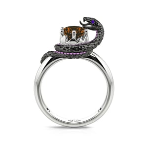 Jeulia Hug Me "Never Give Up" Mamba Round Cut Sterling Silver Snake Ring