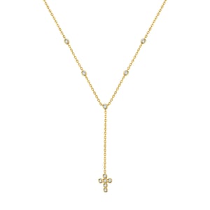 Cross Y Lariat Necklace Sterling Silver