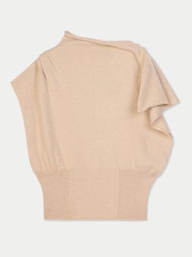 Organic Color Cashmere Asymmetrical Top - XL / Beige / WK1110-0002