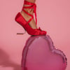 AKIRA Azalea Wang Pavariti Ballet Swoop Heel Shoes | Red | Size 9