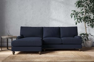 nkuku Marri Large Left Hand Chaise Sofa | Make To Order | Brera Linen Indigo | No Colour