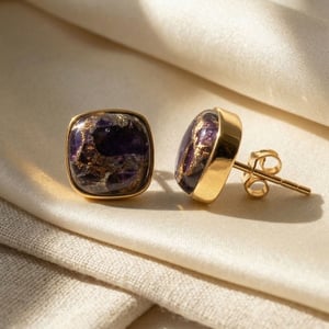 Amethyst February Birthstone Gold Vermeil Stud Earrings