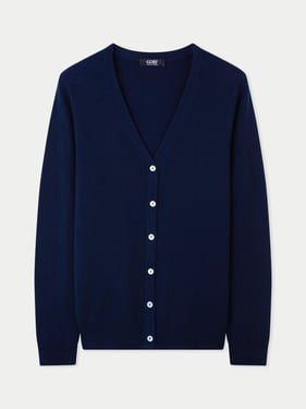 Essential Cashmere V-Neck Cardigan - 2XL / Navy / WK03-1479