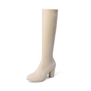 DREAM PAIRS Round Toe Chunky Heel Knee High Boots