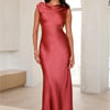 Luxe Destinations Satin Maxi Dress Rust